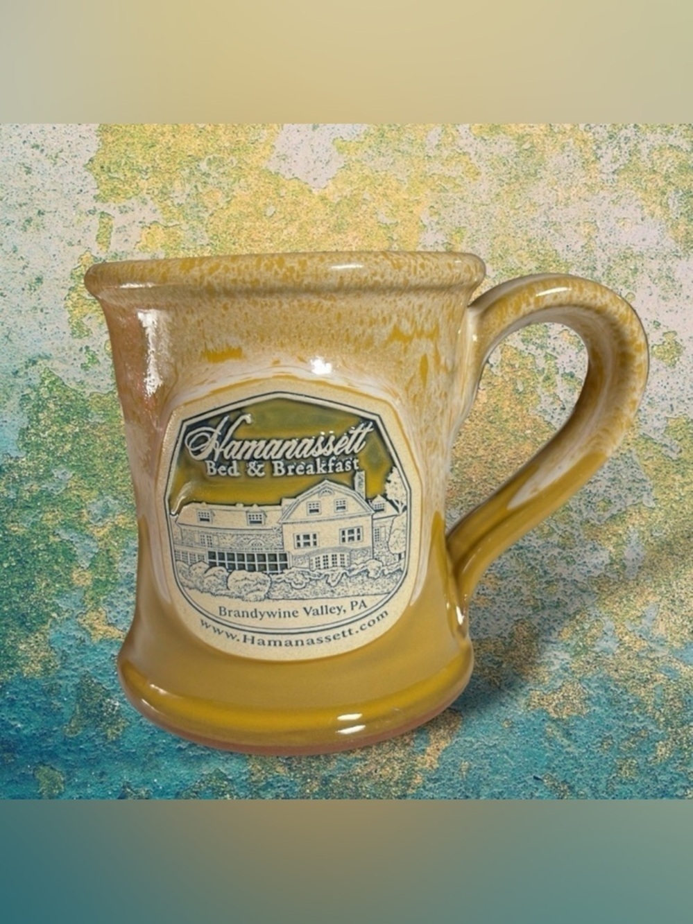 Hamanassett Bed and Breakfast Gold Glazed Ceramic Coffee Mug Brandywine Valley